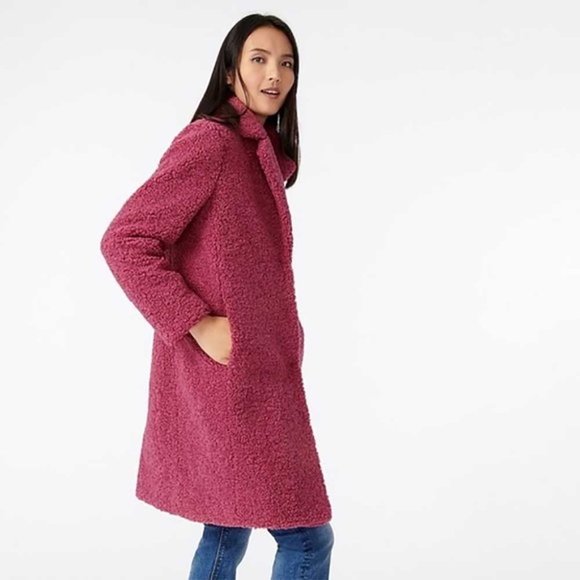 J. Crew Teddy sherpa winter coat in dark rose - Picture 2 of 11